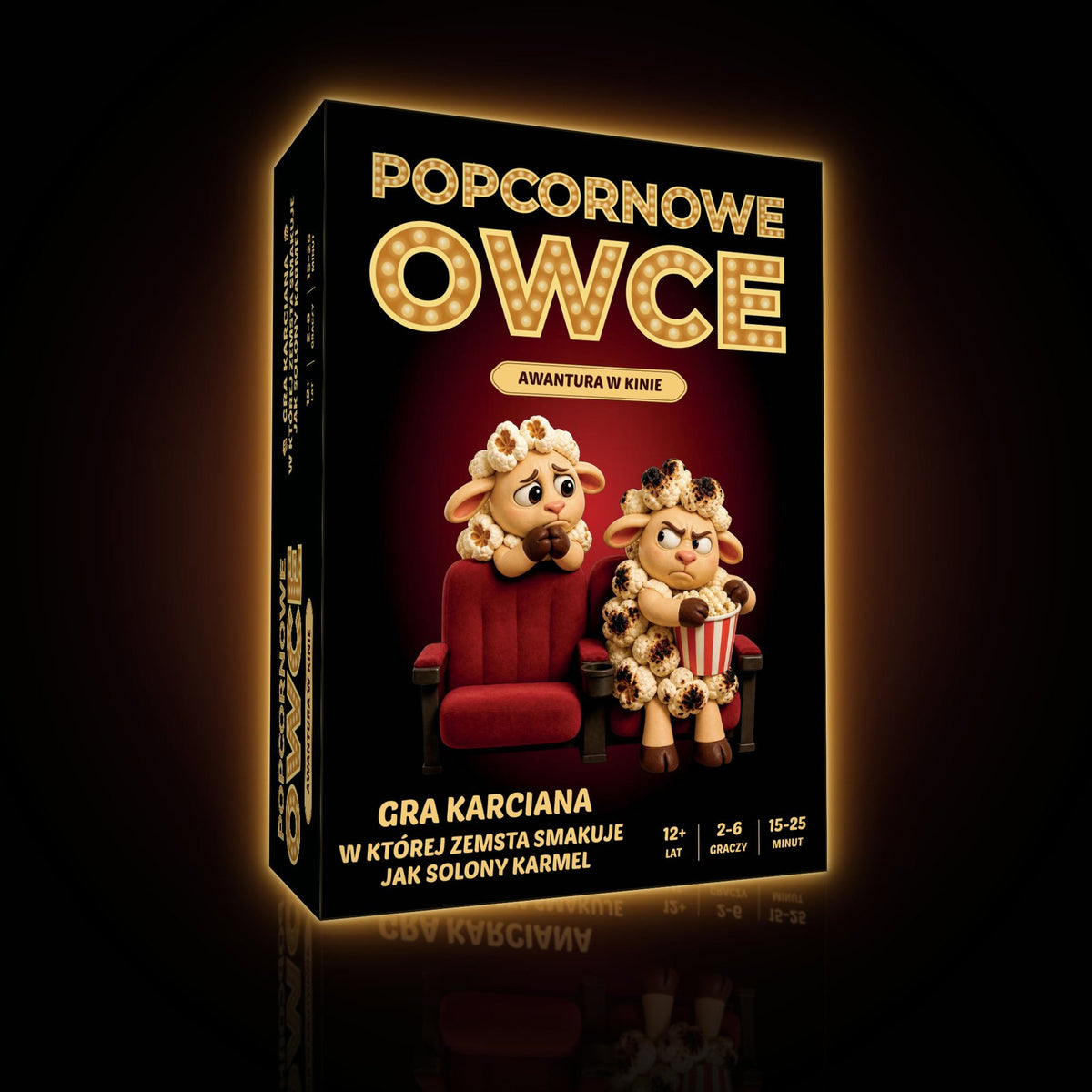 Pudełko gry karcianej Popcornowe Owce. Awantura w kinie